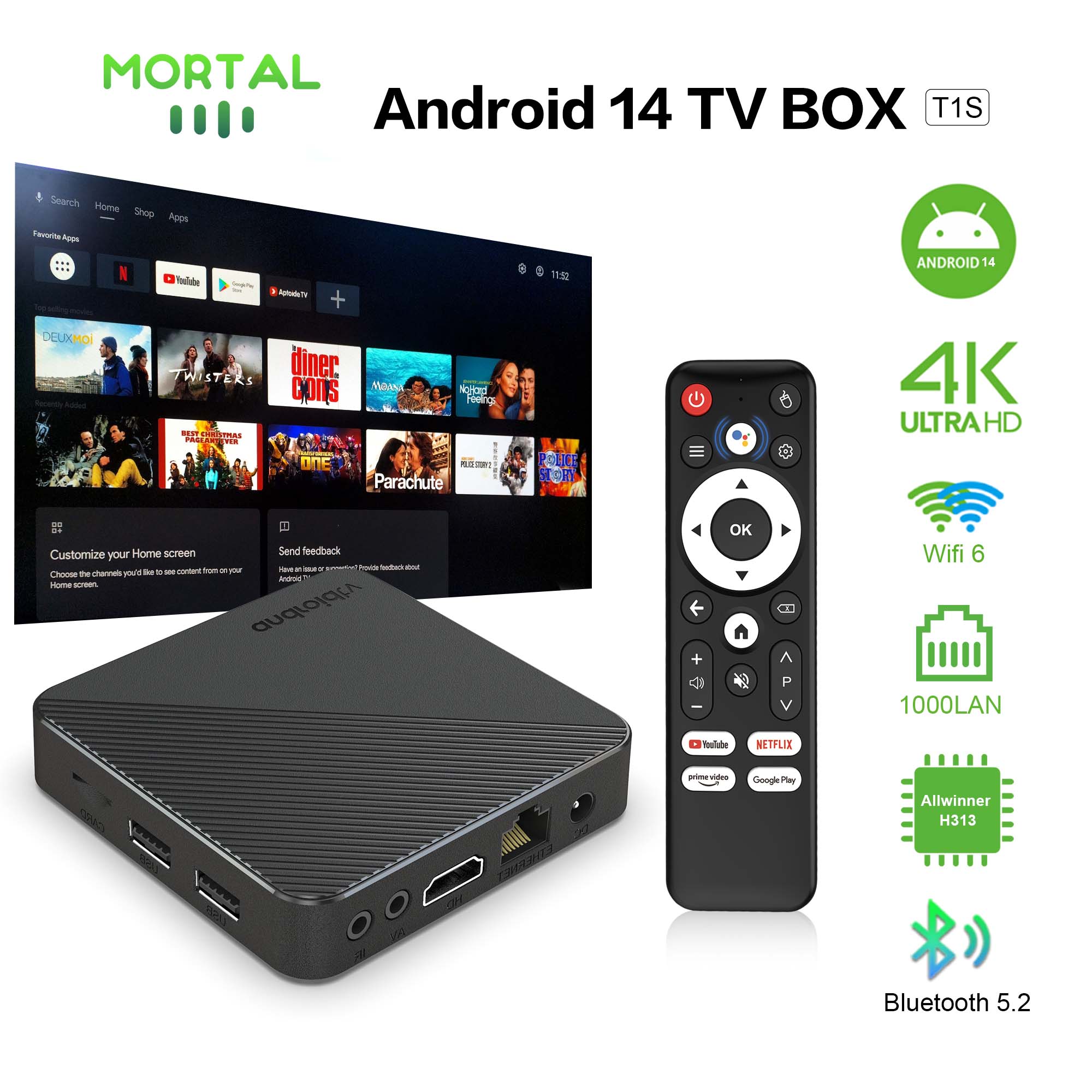 Android14 스마트 홈 시어터 TV 박스 T1S  - Smart Home Plus 리뷰 및 가격